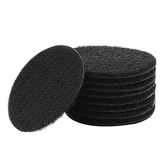 Self-adhesive hook and loop fastener dots, black, 6x6 cm