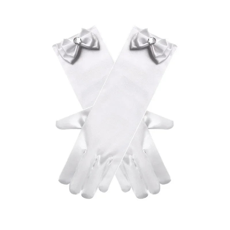 Kids Princess Party Gloves – Flower Girl & Costume Accessory (Ages 4–6)