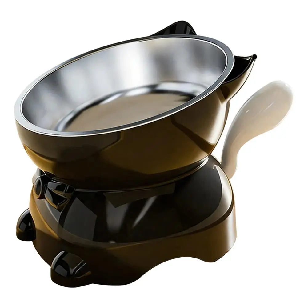 Elevated Cat Bowl with Removable Stainless Steel Inner Bowl and Cat-Ear Stand