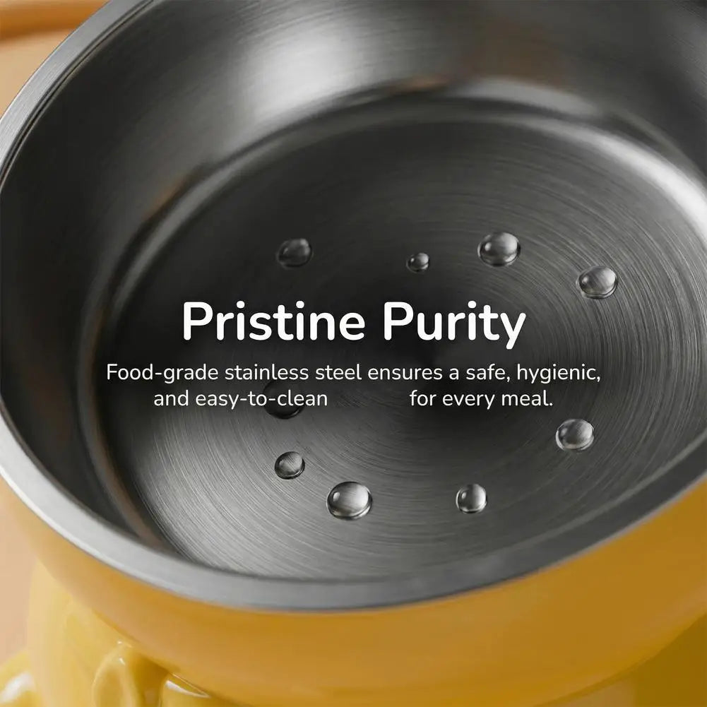 Elevated Cat Bowl with Removable Stainless Steel Inner Bowl and Cat-Ear Stand