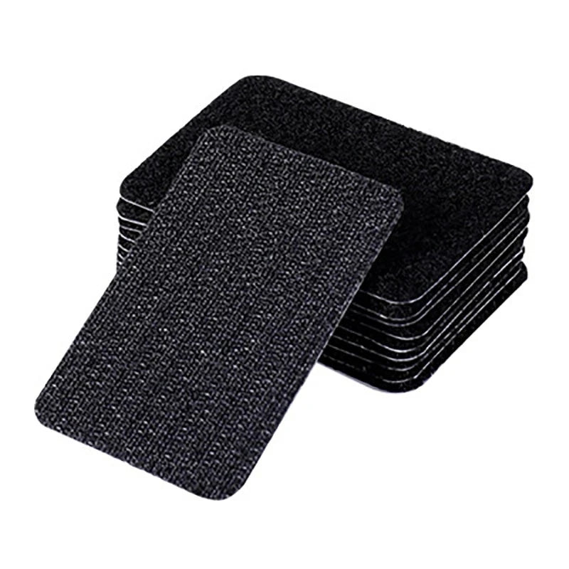 Self-adhesive hook and loop fastener dots
