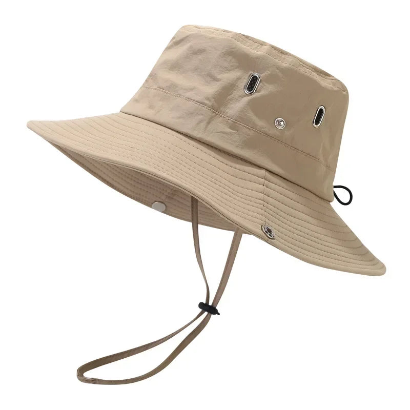 Men's wide brim bucket hat in khaki