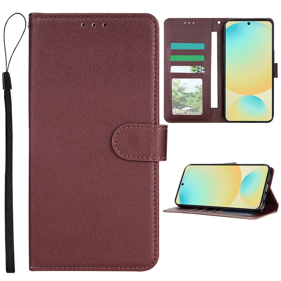 Magnetic Flip Wallet Phone Case with Card Slots for Samsung Galaxy S Series, PU Leather
