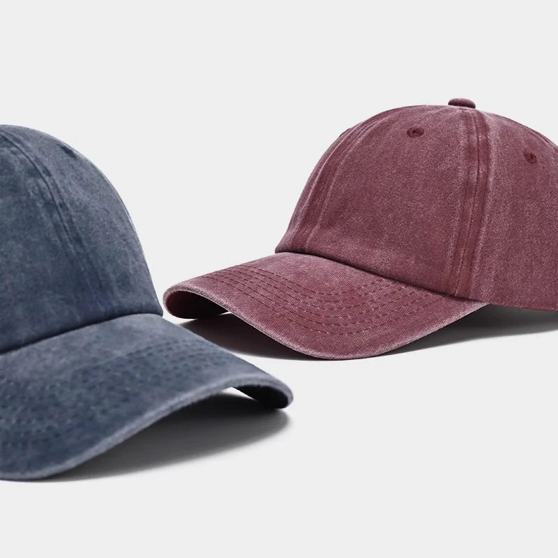 Washed Polyester Baseball Cap, Retro Distressed Style, Adult Unisex