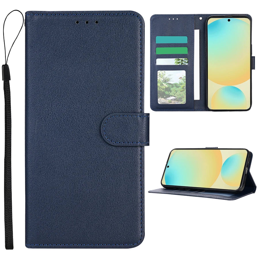 Magnetic Flip Wallet Phone Case with Card Slots for Samsung Galaxy S Series, PU Leather
