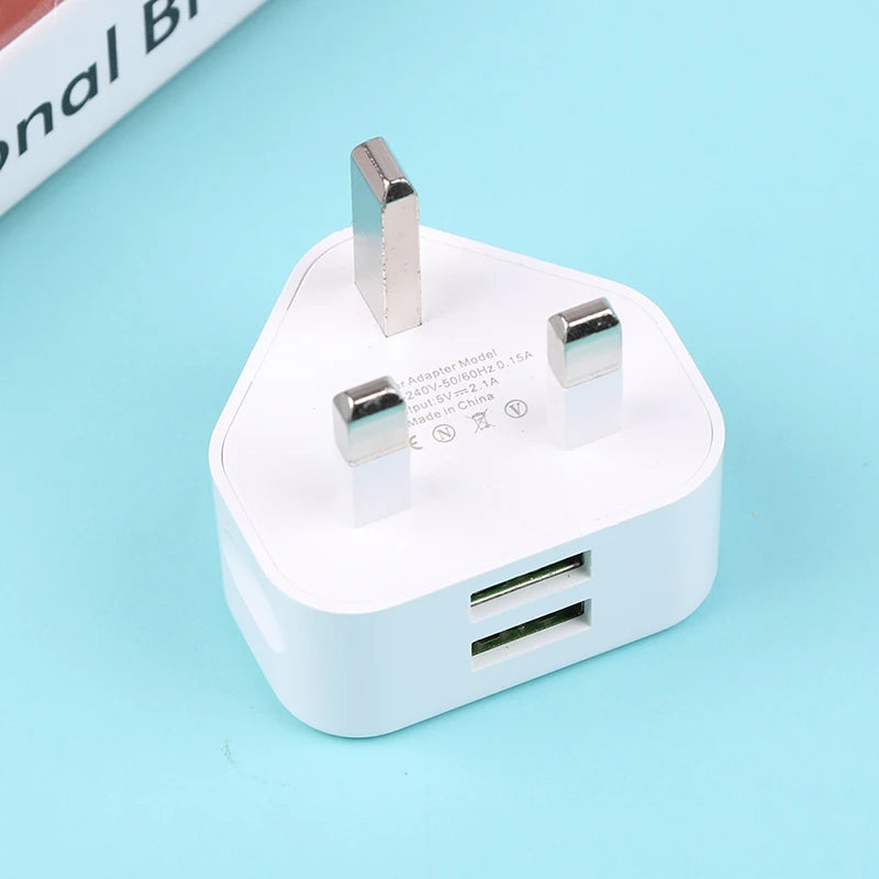UK 3-Pin USB Wall Charger Adapter – 1/2 Port Phone Charging Plug