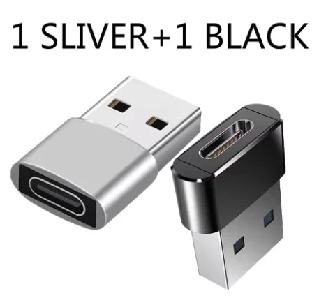 USB-A to USB-C OTG Adapter, 2 Pack in Black or Silver