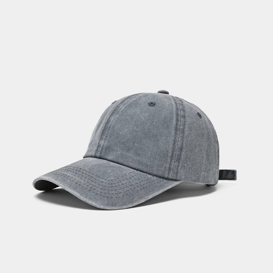 Washed Polyester Baseball Cap, Retro Distressed Style, Adult Unisex