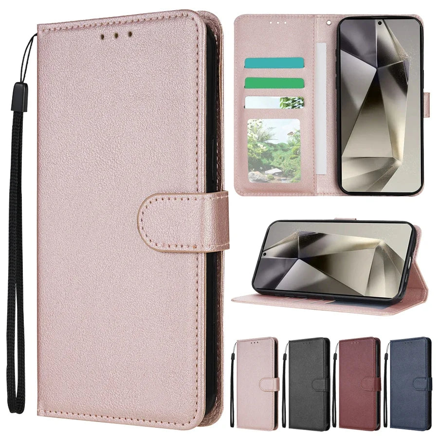 Magnetic Flip Wallet Phone Case with Card Slots for Samsung Galaxy S Series, PU Leather