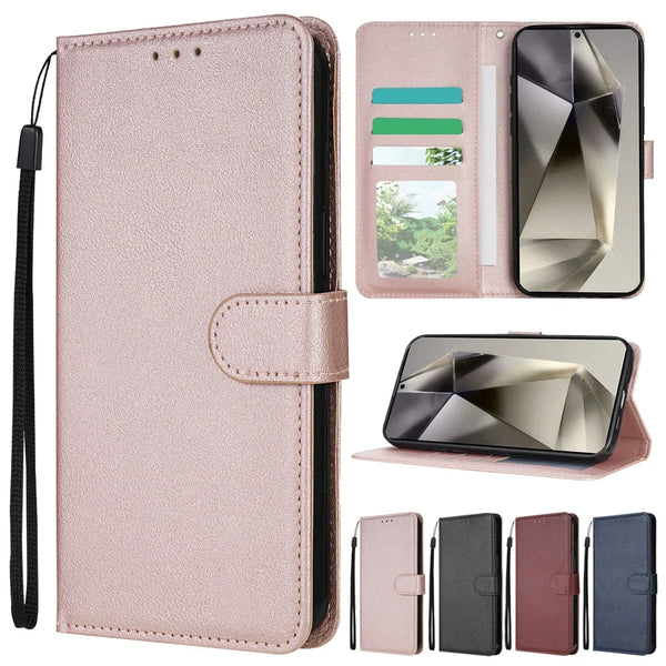 Magnetic Flip Wallet Phone Case with Card Slots for Samsung Galaxy S Series, PU Leather