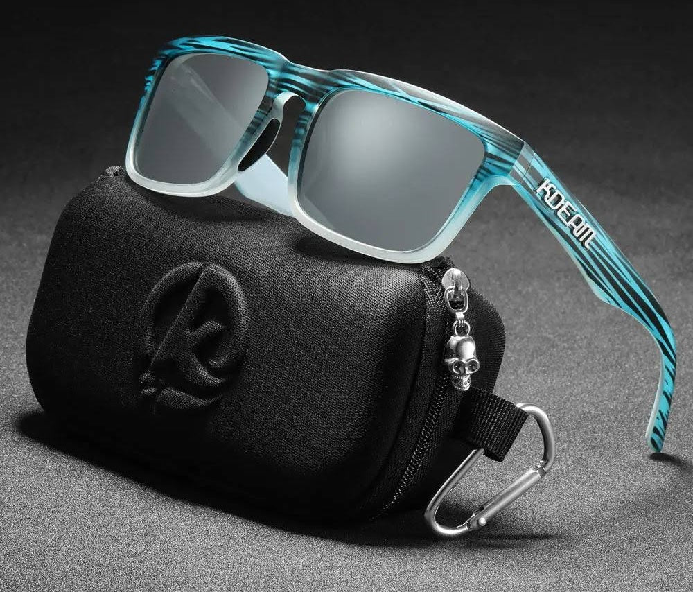 Classic Square Polarized Sunglasses with Mirrored Lenses and Case
