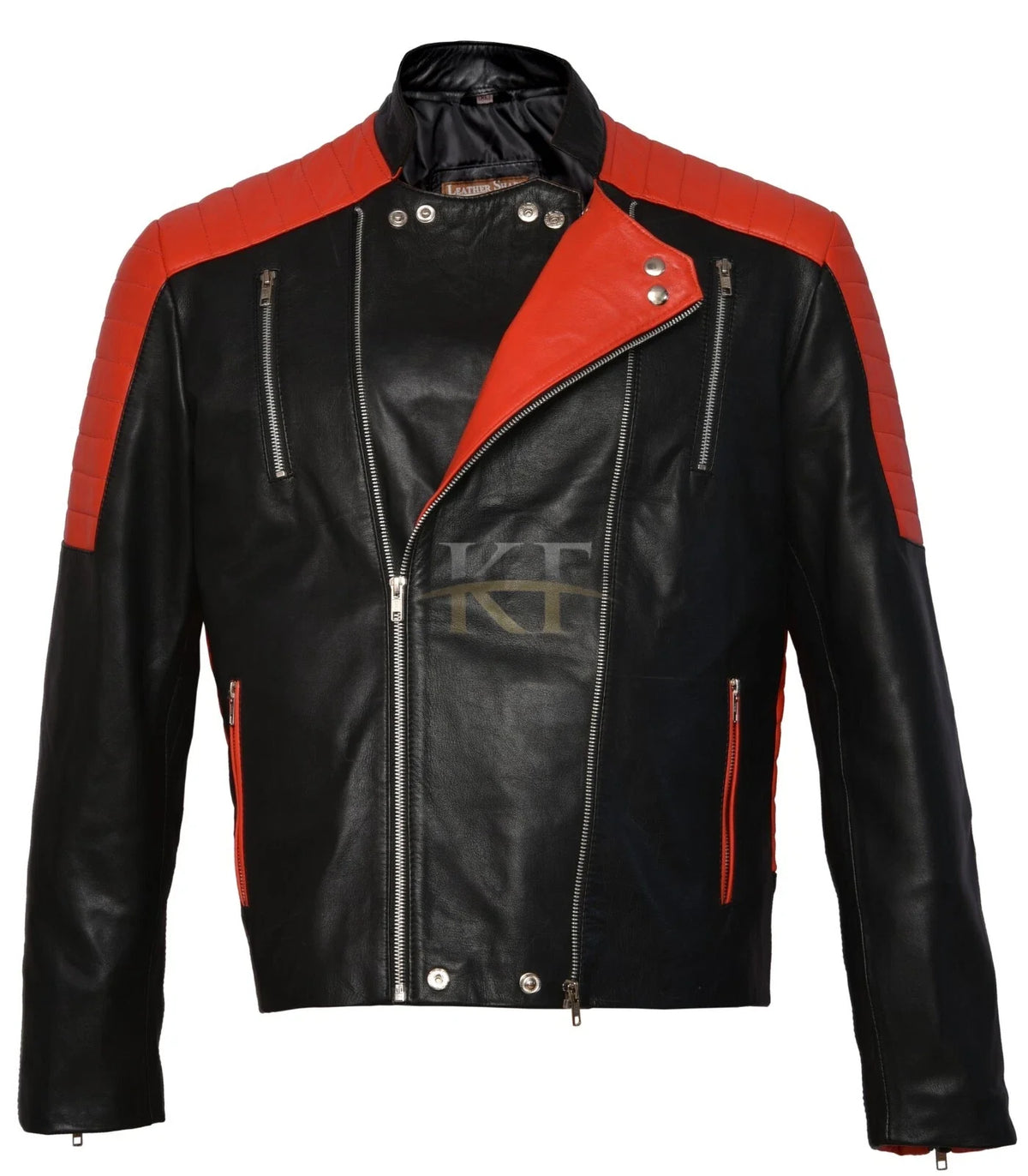 Men's Brando Vintage Black and Red Retro Motorcycle Leather Jacket