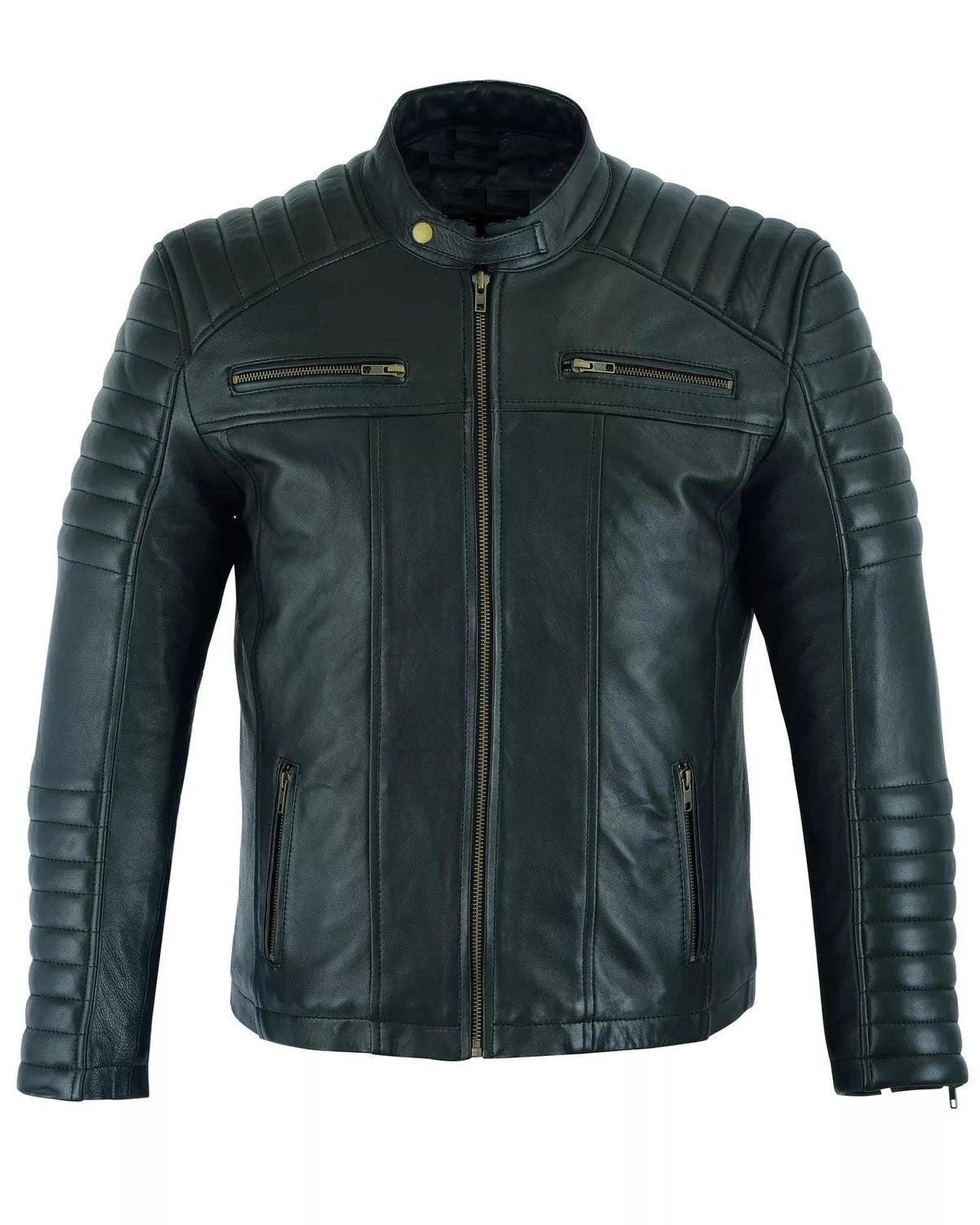 Men's Soft Genuine Leather Casual Biker Jacket – Motorcycle Style Fit