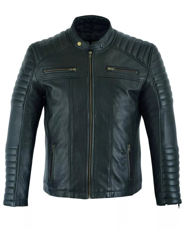 Men's Soft Genuine Leather Casual Biker Jacket – Motorcycle Style Fit