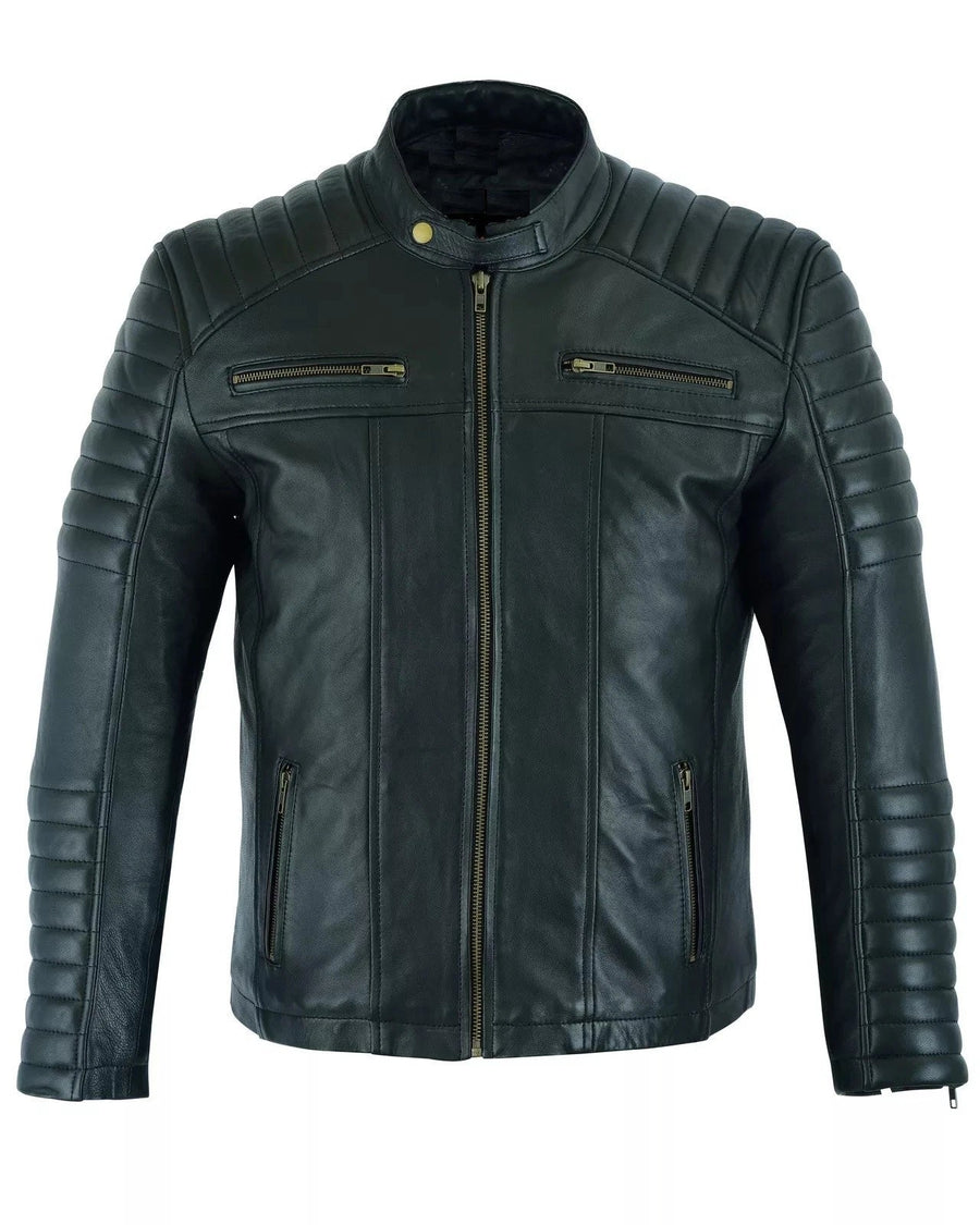 Men's Soft Genuine Leather Casual Biker Jacket – Motorcycle Style Fit