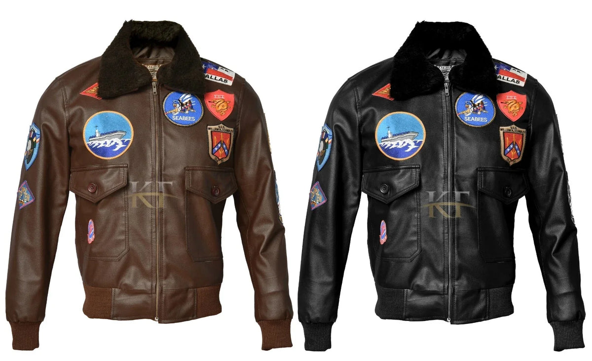 Top Gun Inspired Men's Flight Aviator Real Leather Jacket