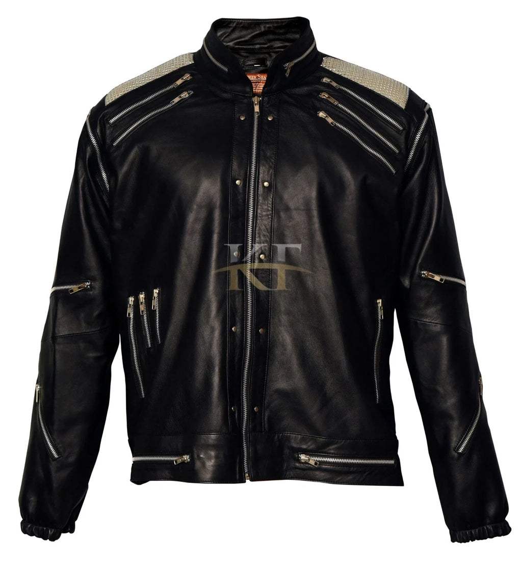 Michael Jackson Beat It Inspired White, Red and Black Leather Jacket