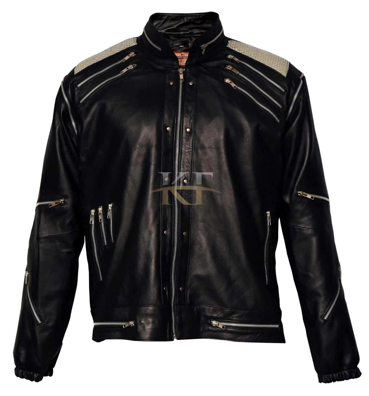 Michael Jackson Beat It MJ White, Red & Black Men's Leather Jacket - All sizes