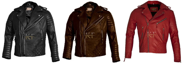 Men's Vintage Cafe Racer Black and Brown Leather Slim Fit Biker Jacket