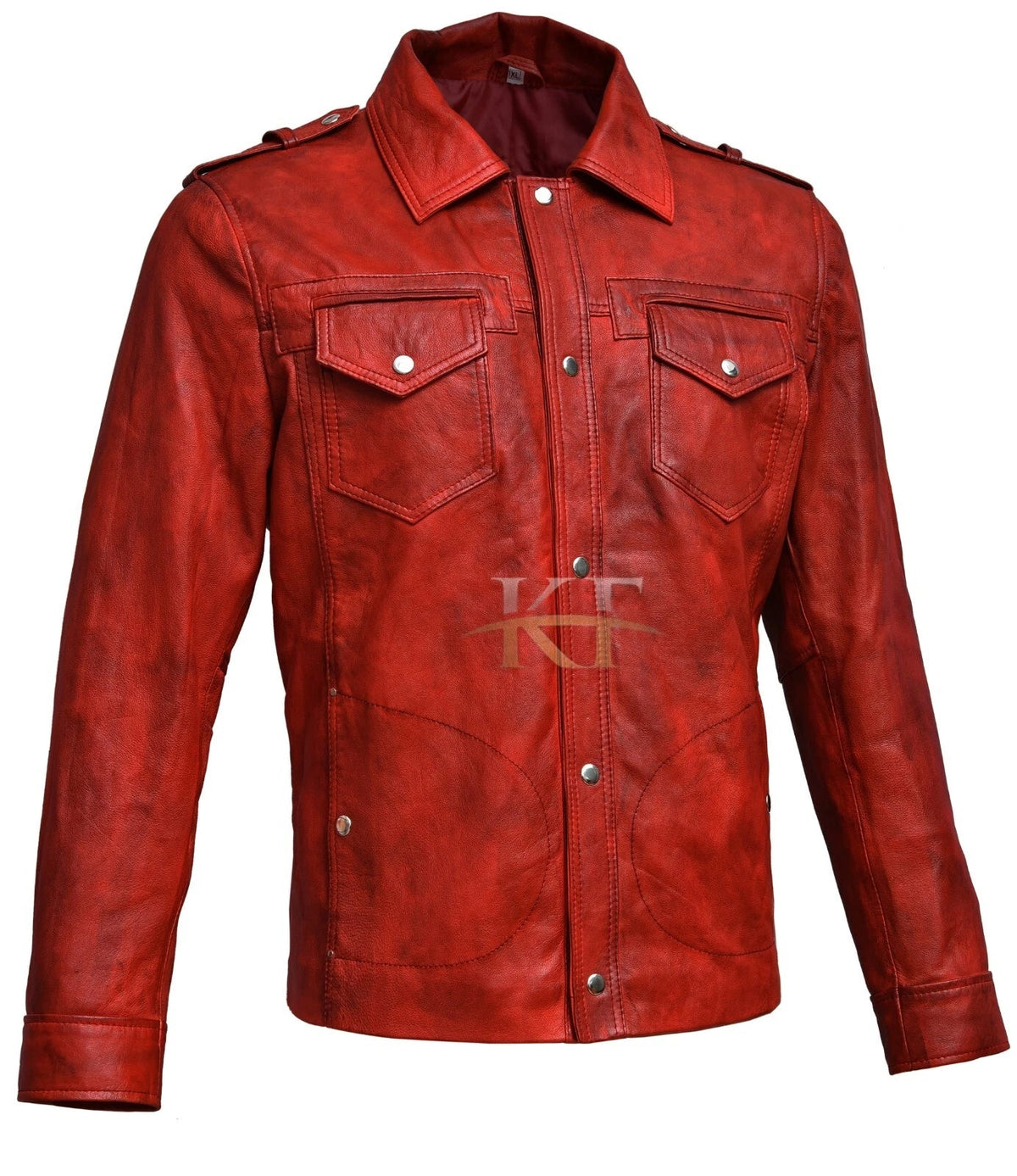 Men's Tan Timber Washed Leather Shirt Jacket – Slim Fit Smart Casual