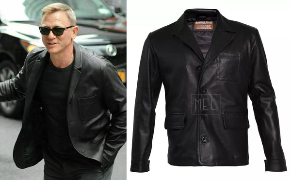 Daniel Craig Inspired Men's Genuine Leather Blazer Jacket