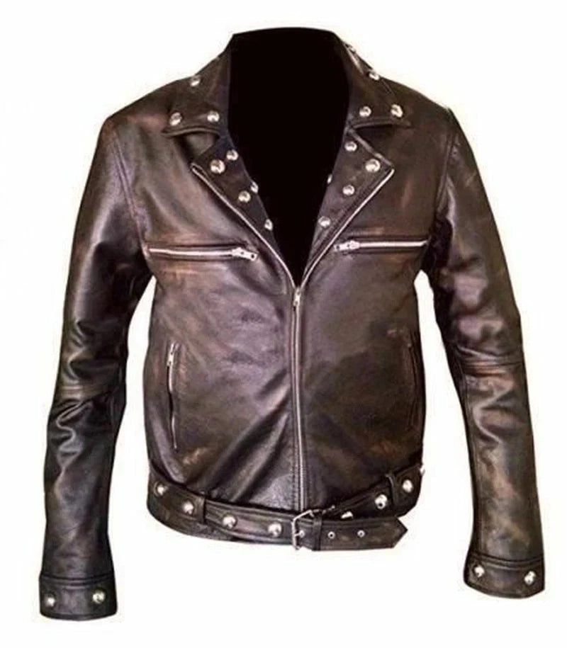 MENS REAL LEATHER JACKET DISTRESSED FALLOUT TUNNEL SNAKE RULE JACKET  KOYLANS FASH