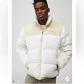 Men's Nuptse-Style Sherpa Puffer Parka Jacket – Cream Unisex