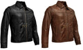 Inception Cobb Inspired Brown Black Cafe Racer Genuine Leather Jacket