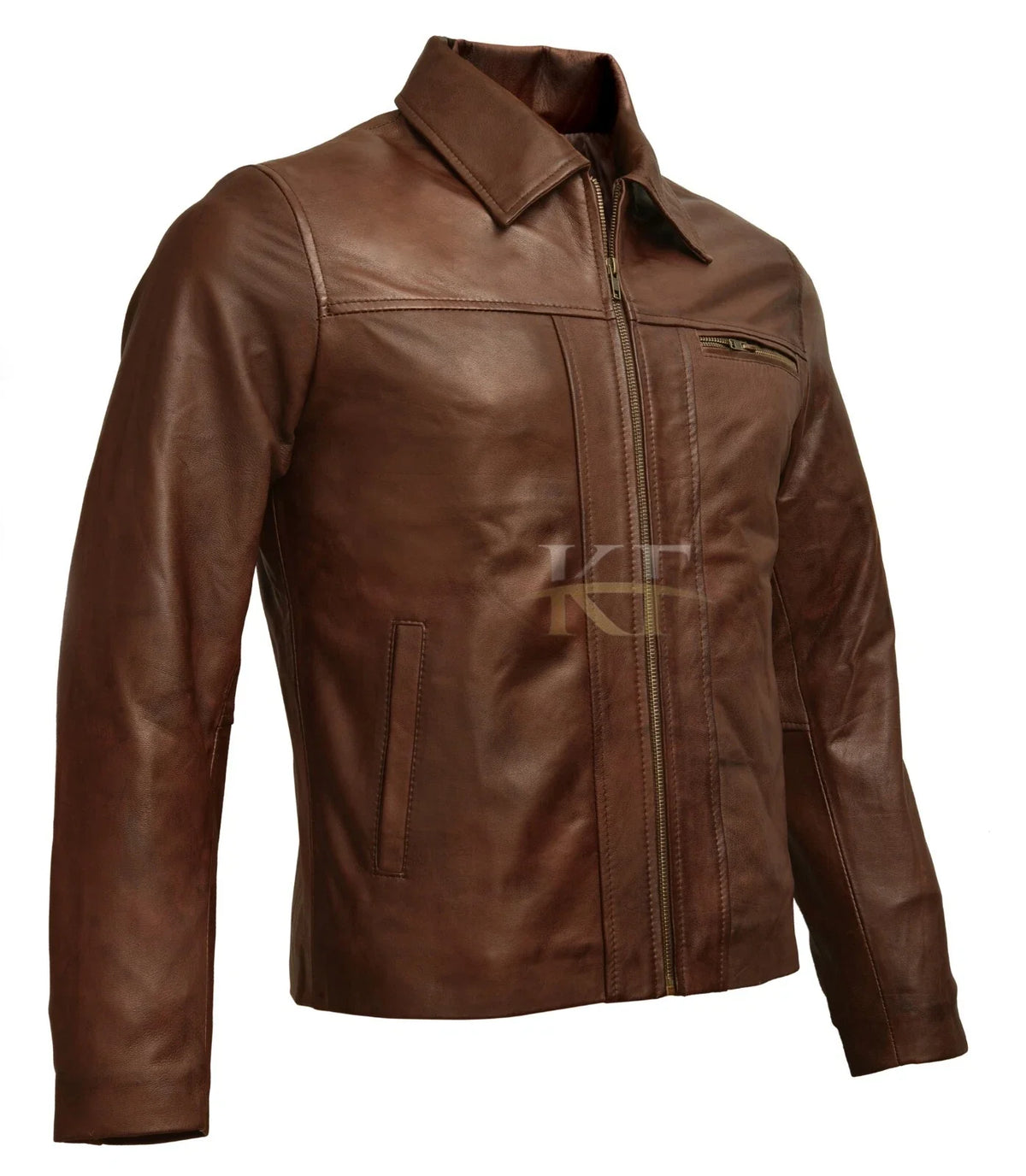 Inception Cobb Inspired Brown Black Cafe Racer Genuine Leather Jacket