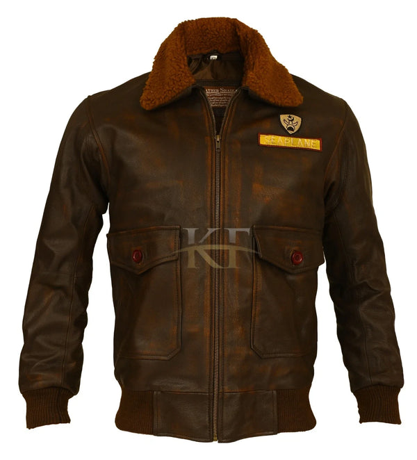 Men's Real Leather Jacket Jumanji Aviator Real Fashion Biker Coat