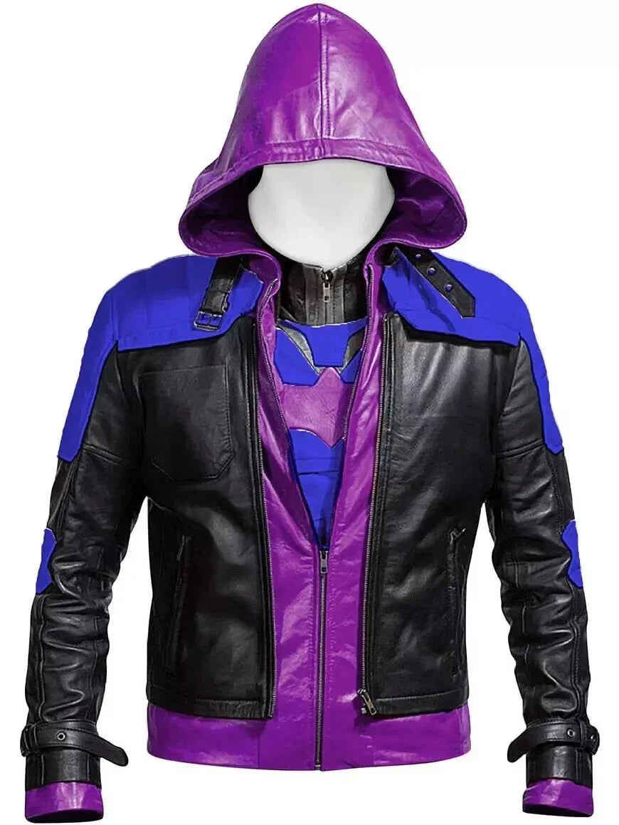 Batman Arkham Knight Inspired Black Leather Jacket & Vest Combo