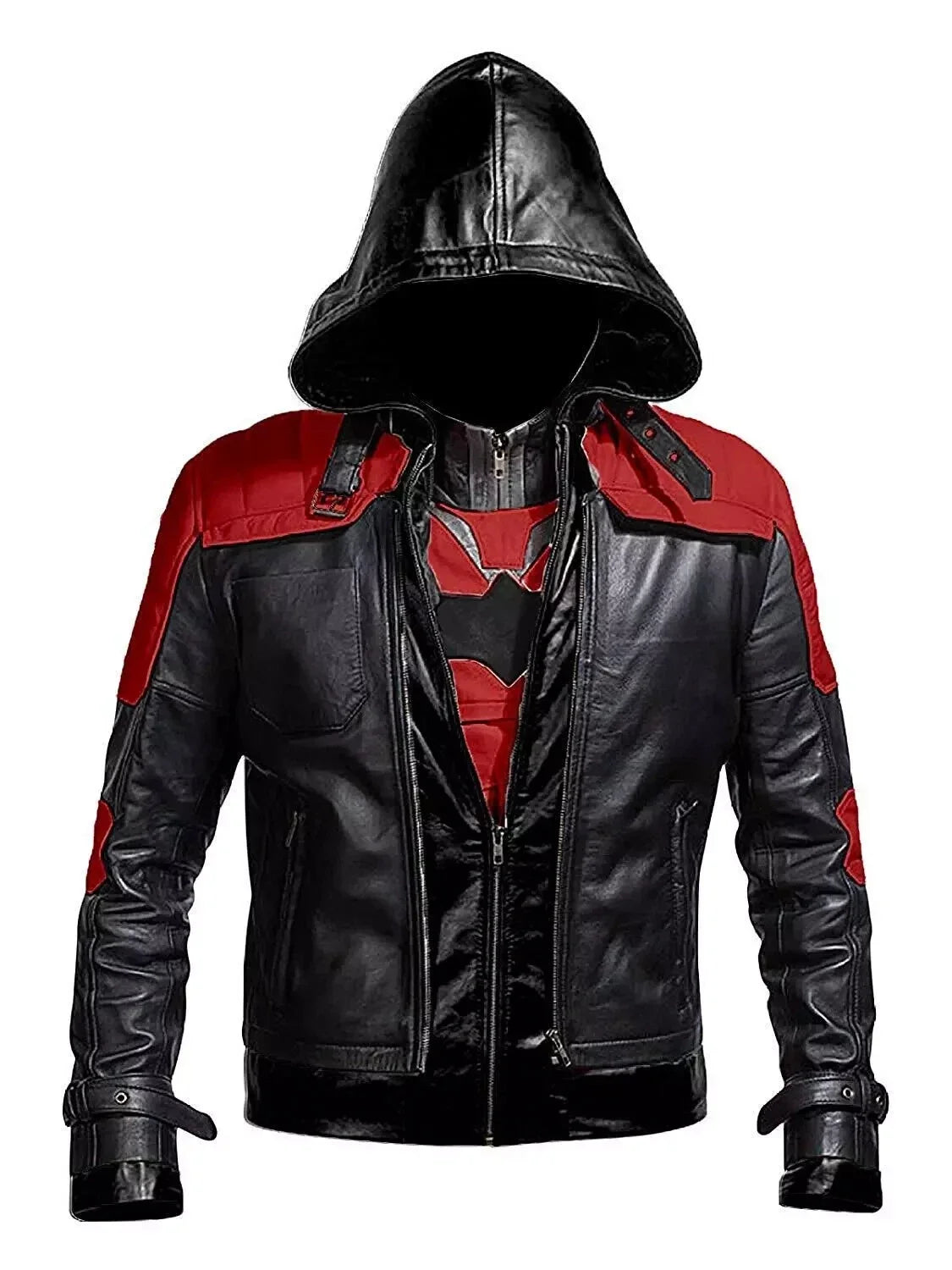 Batman Arkham Knight Inspired Black & Red Leather Jacket & Vest