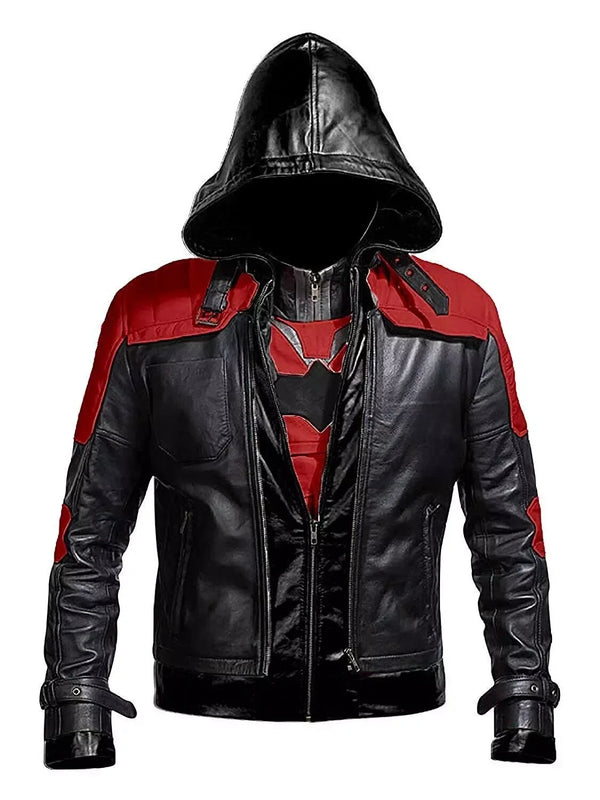 Batman Arkham Knight Inspired Black & Red Leather Jacket & Vest