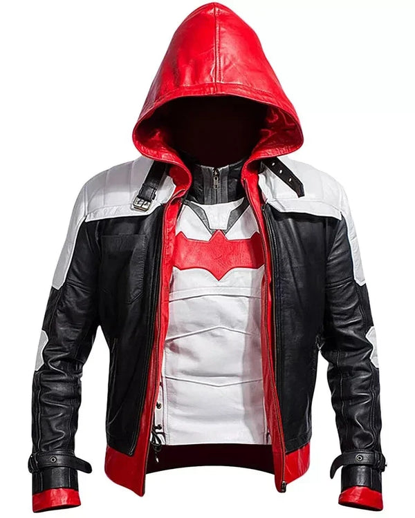 Batman Arkham Knight Inspired Red, Black & White Leather Jacket & Vest
