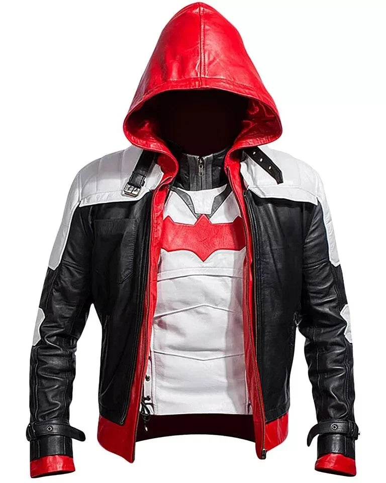 Batman Arkham Knight Inspired Red, Black & White Leather Jacket & Vest