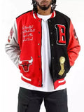 Men's New Chicago Bulls Real Leather and Real Wool Varsity Fashion Jacket