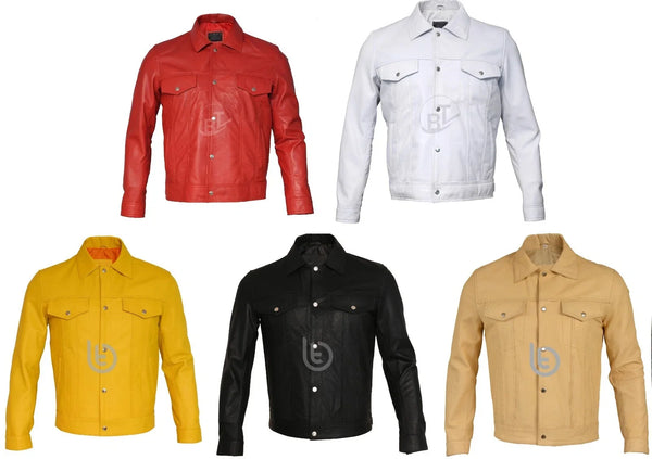 Men's Soft Sheepskin Leather Trucker Jacket – Retro Vintage Style