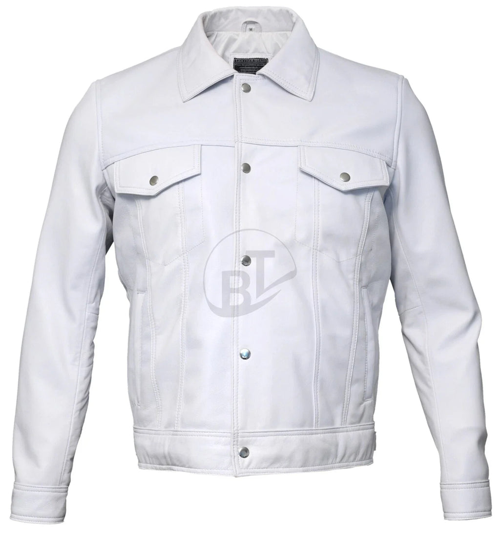 Men Soft Genuine Leather Trucker Retro Levi's Style Vintage Sheepskin Jacket