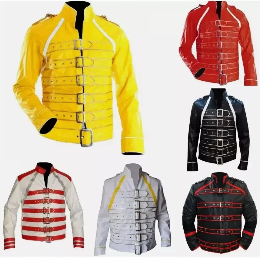 Freddie Mercury Wembley Inspired Yellow Leather Jacket Costume