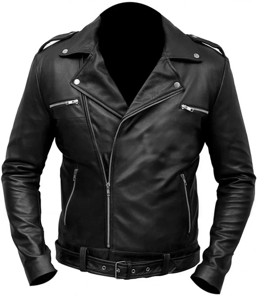 The Walking Dead Negan Inspired Black Leather Motorcycle Jacket