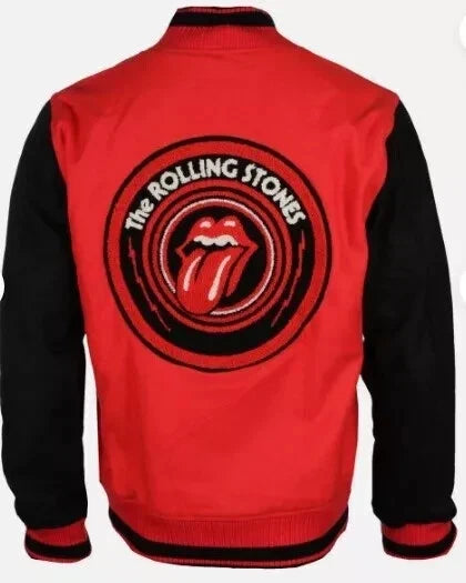 Rolling Stones Inspired Men's Wool Varsity Baseball Bomber Jacket