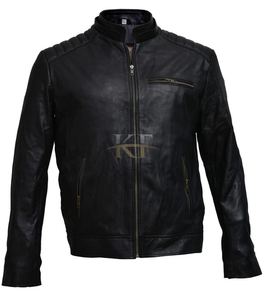 Men's Black Batman Leather Jacket | Arkham Bruce Wayne Bat Logo Jacket