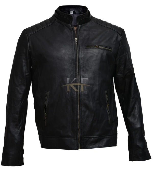 Bruce Wayne Batman Arkham Inspired Black Leather Bat Logo Jacket