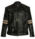 Retro 1 Men's Distressed Real Leather Cafe Racer Motorcycle Jacket