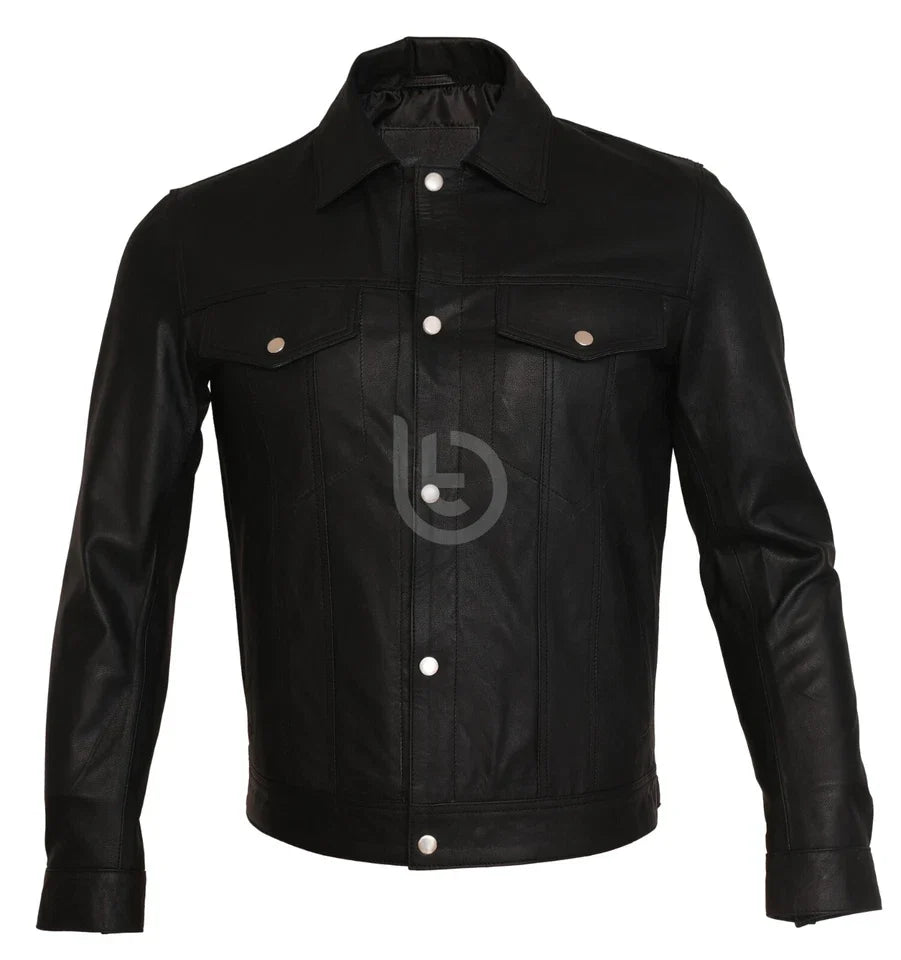 Men Soft Genuine Leather Trucker Retro Levi's Style Vintage Sheepskin Jacket