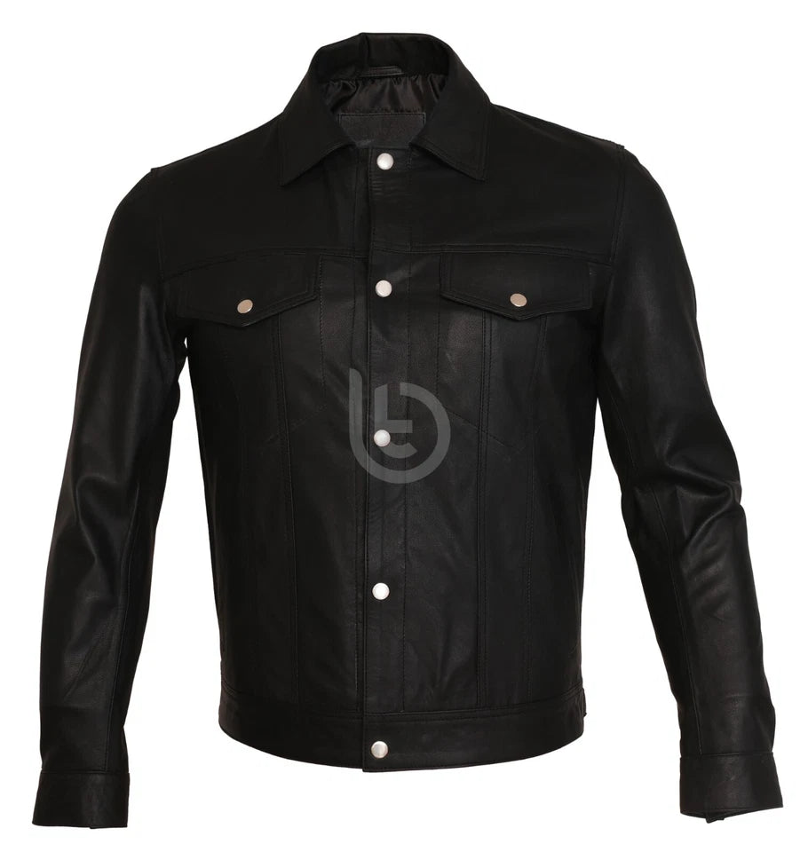Men Soft Genuine Leather Trucker Retro Levi's Style Vintage Sheepskin Jacket