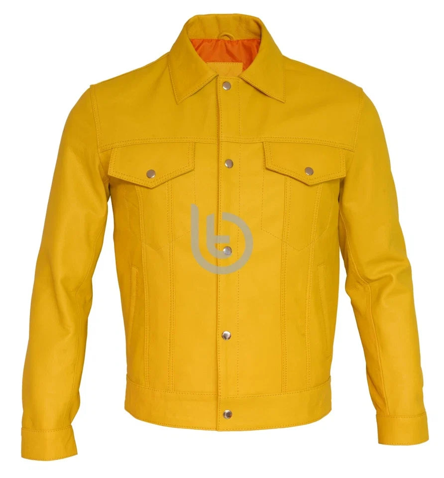 Men Soft Genuine Leather Trucker Retro Levi's Style Vintage Sheepskin Jacket