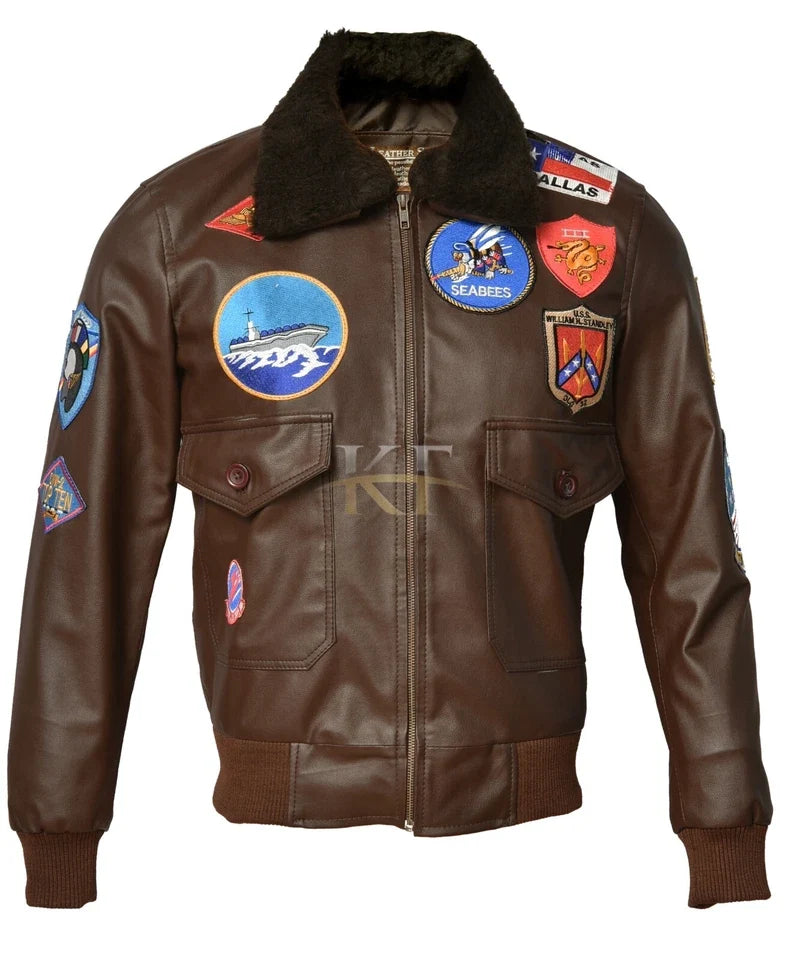 Top Gun Inspired Men's Flight Aviator Real Leather Jacket