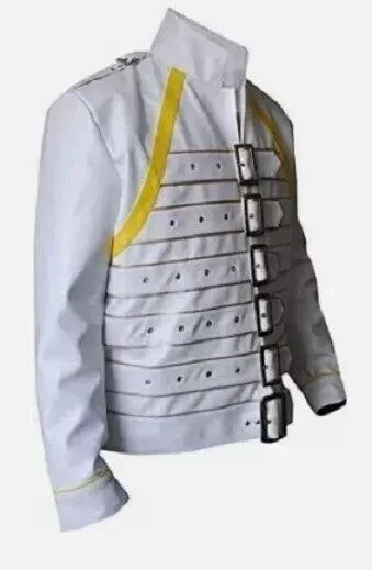 Freddie Mercury Wembley Inspired Yellow Leather Jacket Costume