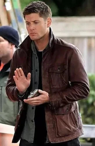 Supernatural Season 7 Inspired Distressed Real Sheep Hide Leather Coat